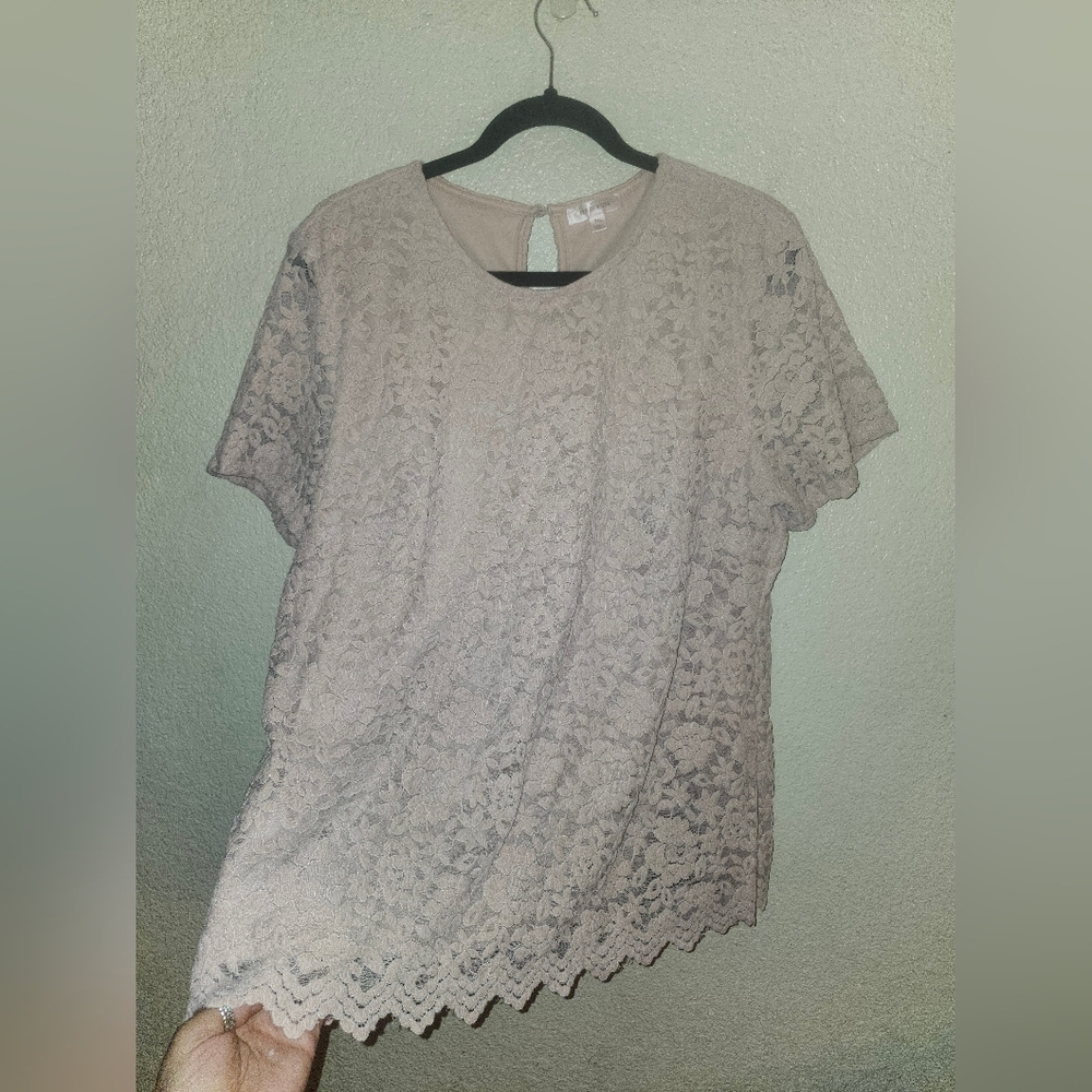 🩷EUC Teddi🧸 Rose🌹 " Lacy🌸 Keyhole Detail Lined Lace Top" Light Pink🩷 Sz XXL - Picture 7 of 12